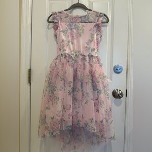 Blush Spring girls dress, hi-lo hem